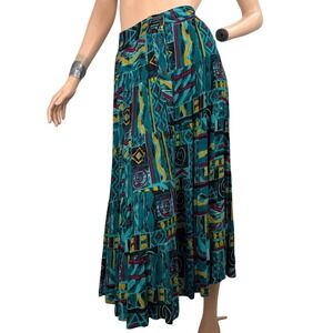 Collections Internationale Maxi Skirt Abstract Pattern Boho Maximalist Sz Med